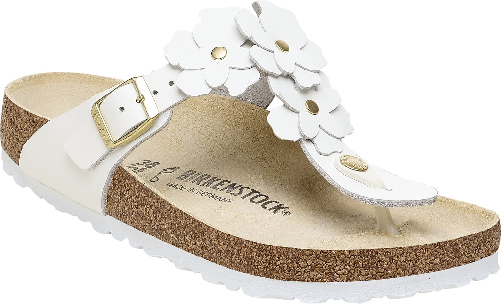 BIRKENSTOCK Gizeh Flowers white Natural leather