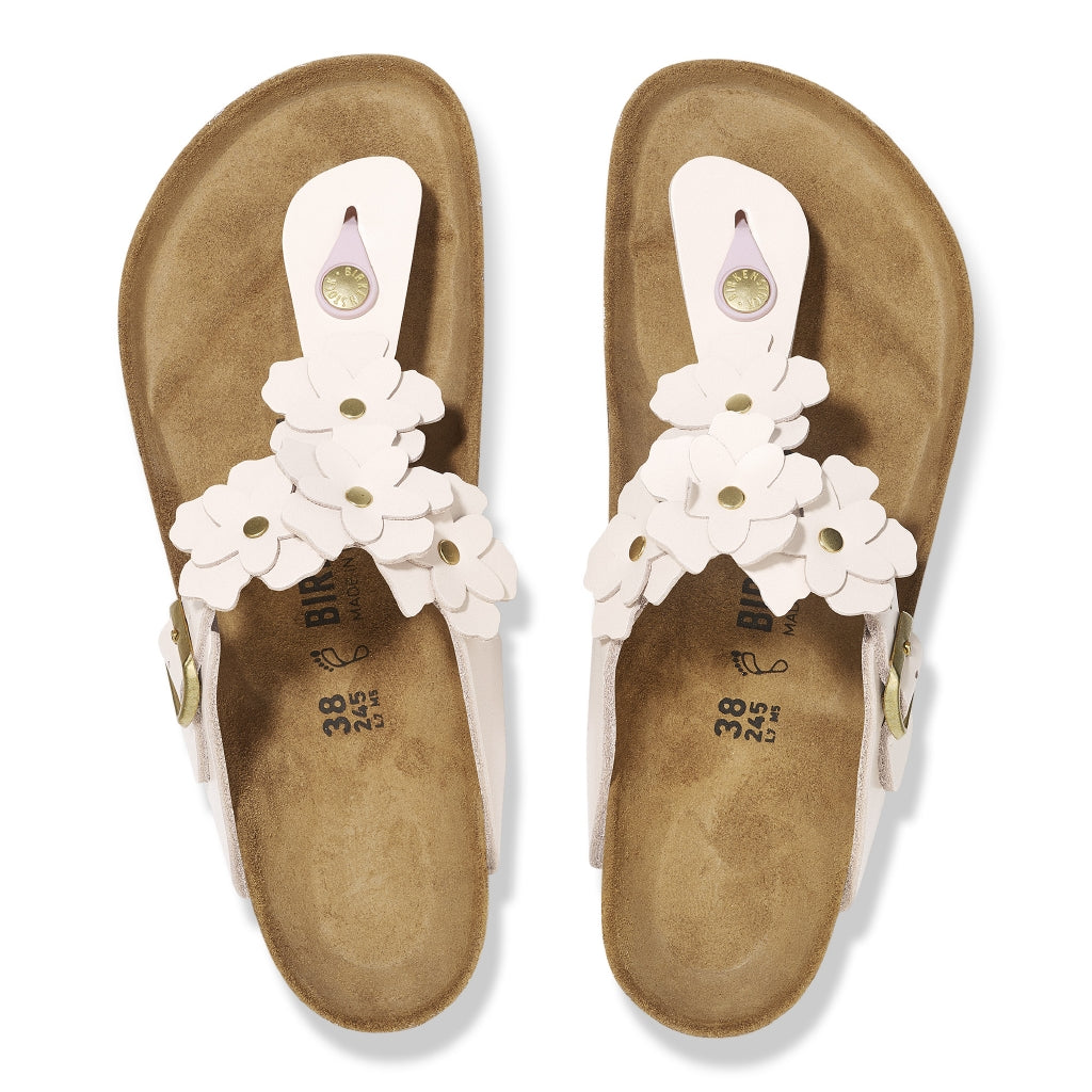 BIRKENSTOCK Gizeh Flowers light rose/white Natural leather