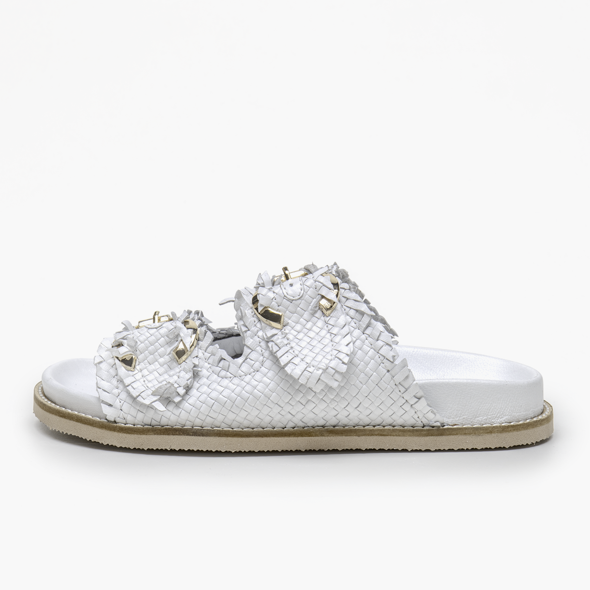 EMANUELLE VEE sabot intrec.Cindy Woven white