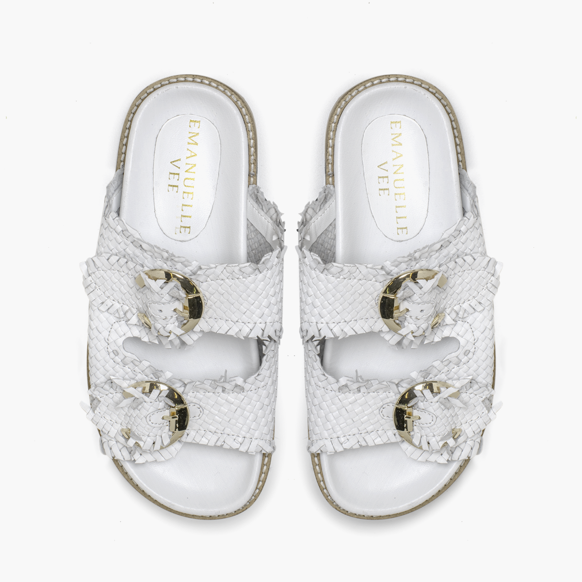 EMANUELLE VEE sabot intrec.Cindy Woven white