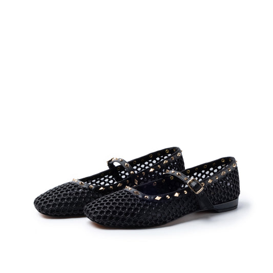 EMANUELLE VEE Ballerina Glenda raffia Black