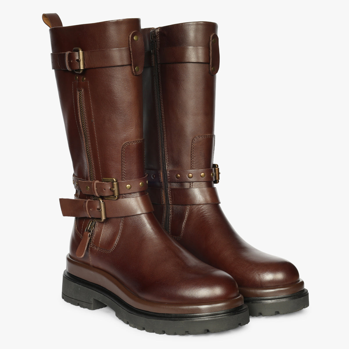 EMANUELLE VEE Biker Thelma crust cow Dark Brown