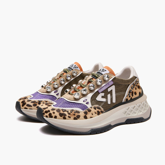 EMANUELLE VEE Sneakers Arcade c/strass cavallino maculato