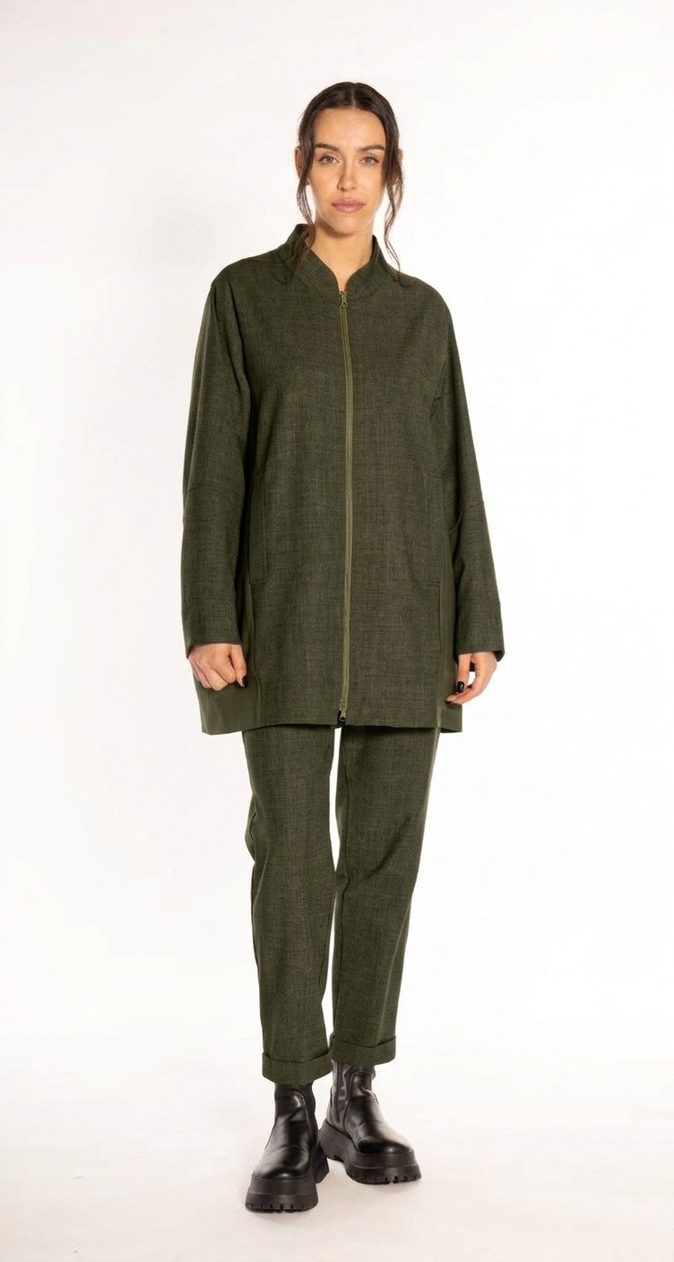 MANESERA Pantalone fresco lana Verde