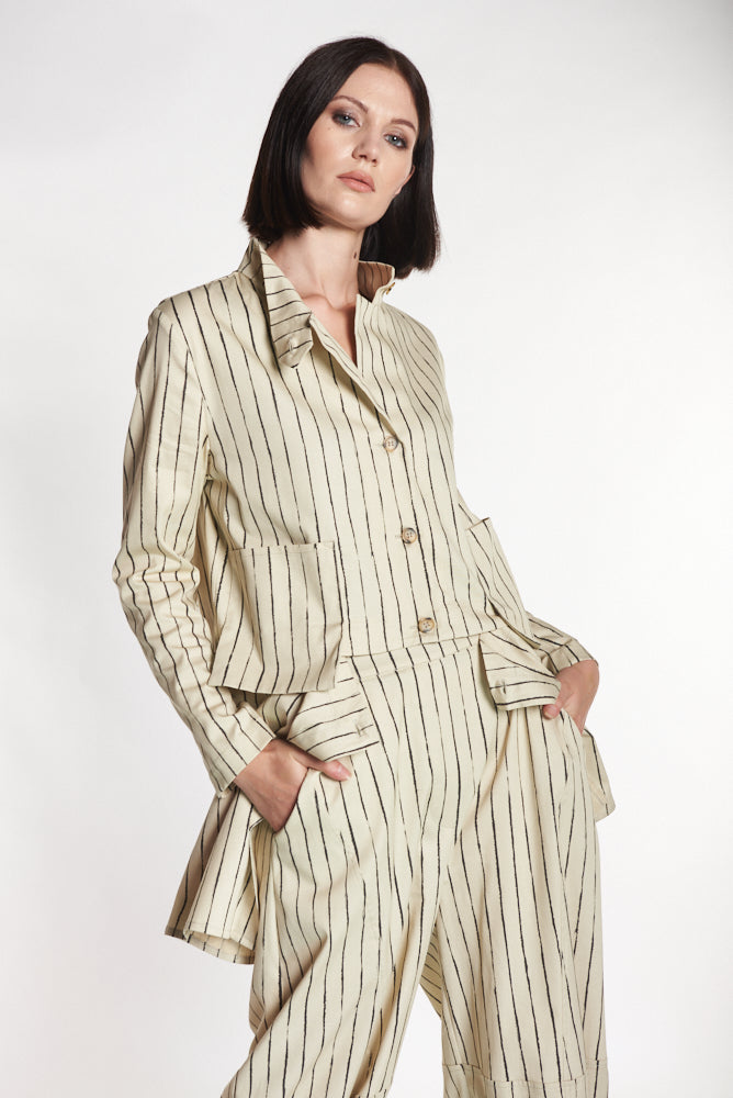 MANESERA Giacca gessata avena