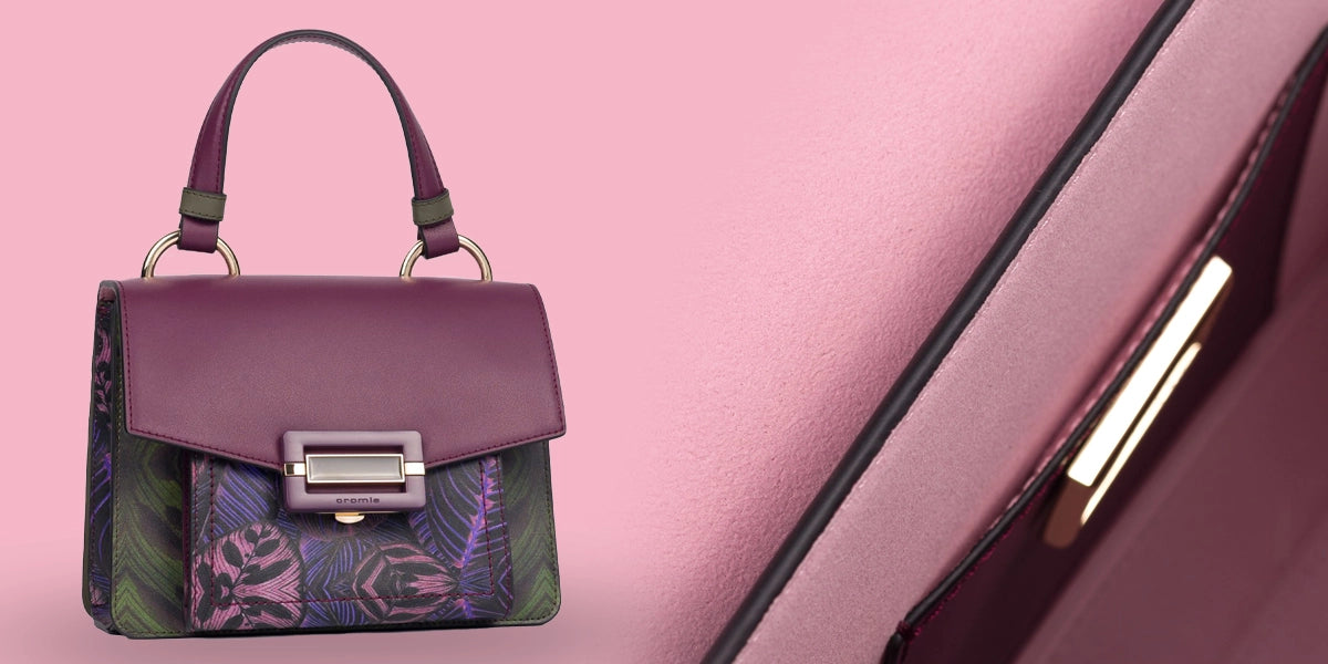 Borsa Cromia con fantasia jungle toni del rosa scuro