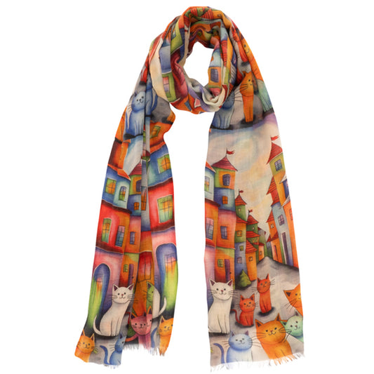 La Favola Sciarpa Gatti castello cm.70x190