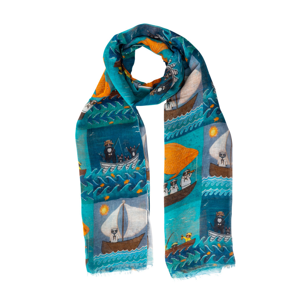 LaFavolacontinua Foulard Gatti marinai cm.190x70