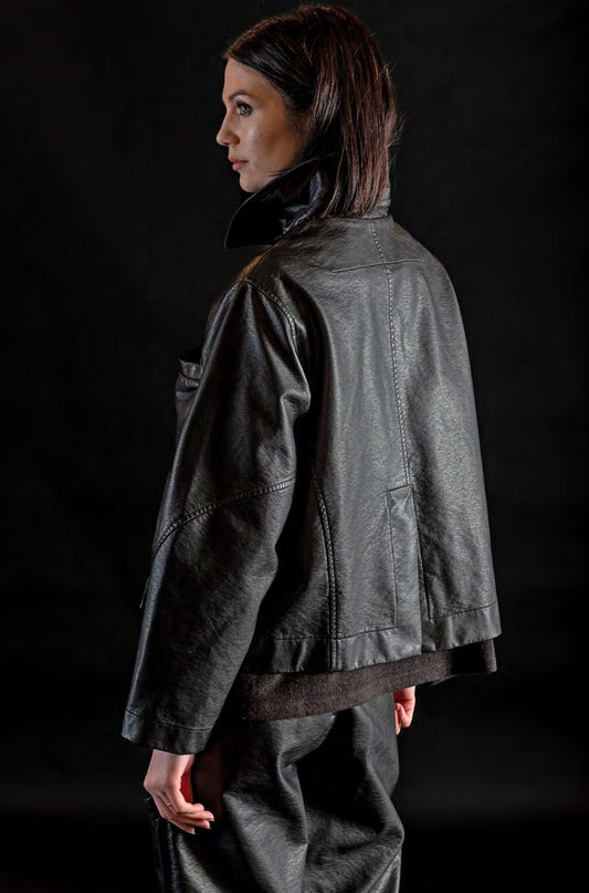 MANESERA Giacca ecopelle Nera