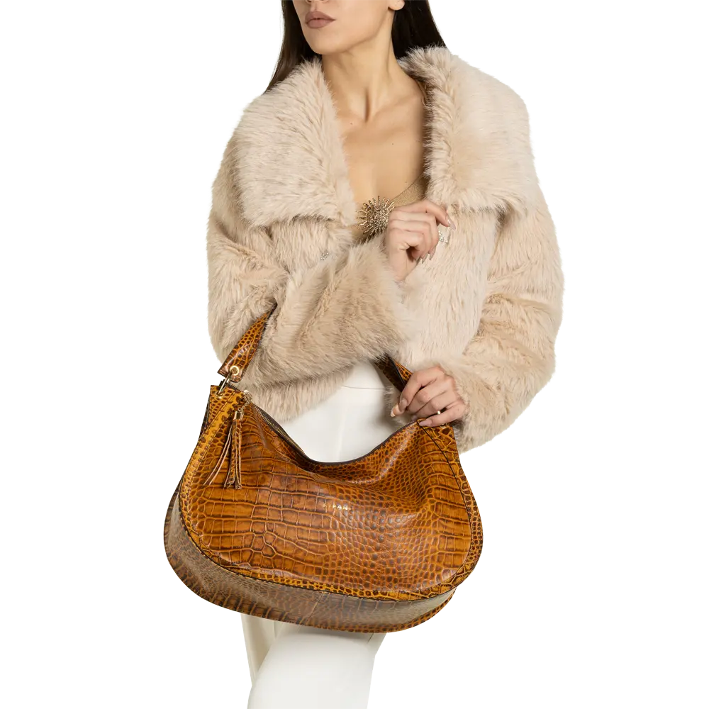 RIPANI Borsa a spalla RACHEL pelle effetto Cocco Cuoio