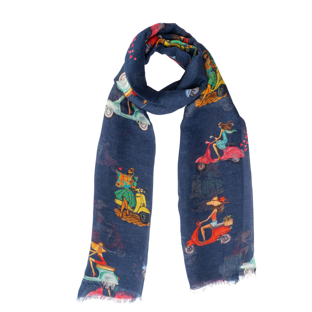 LaFavolacontinua Foulard Vespette blu cm.190x70
