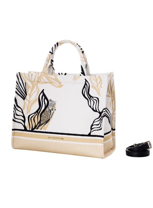 CROMIA Borsa tote Jungle tela Bianco Nero