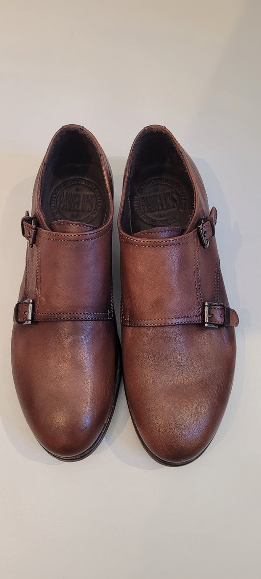 PAWELK'S scarpa doppia fibbia marrone  fondo cuoio