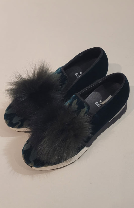 JEANNOT Scarpa velluto verde bottiglia