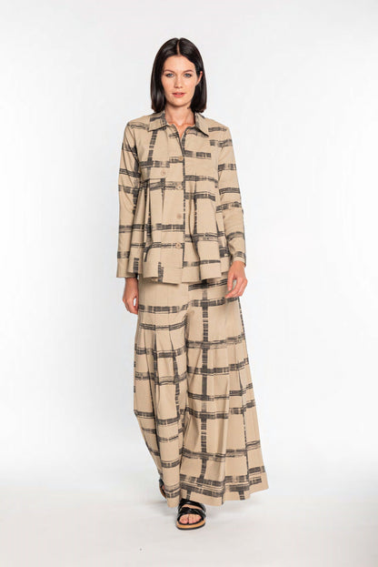 MANESERA Pantalone Palazzo Bengalina stampato Corda