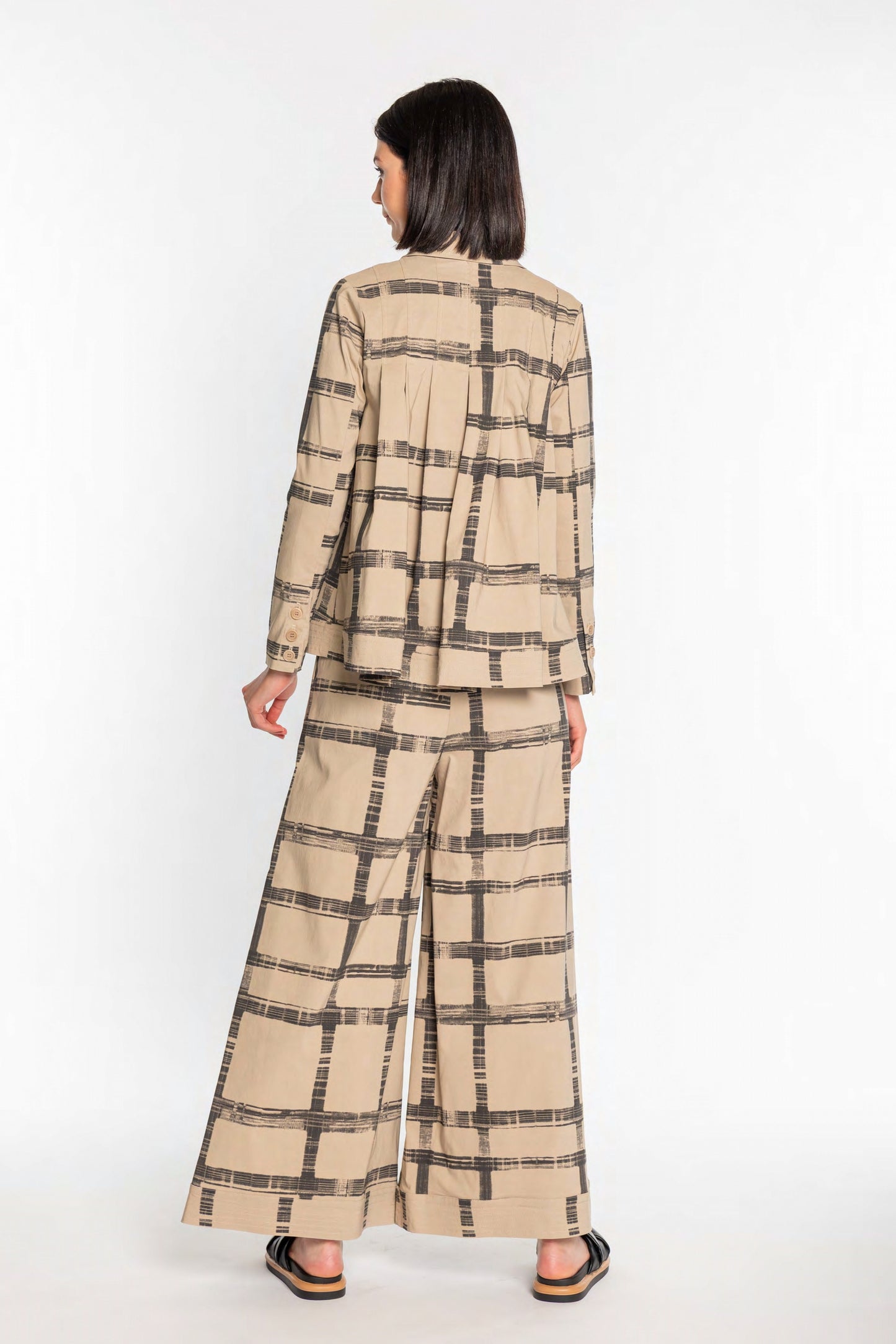 MANESERA Pantalone Palazzo Bengalina stampato Corda