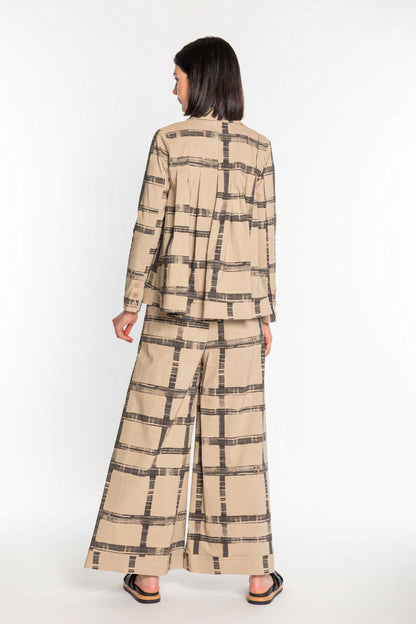 MANESERA Pantalone Palazzo Bengalina stampato Corda