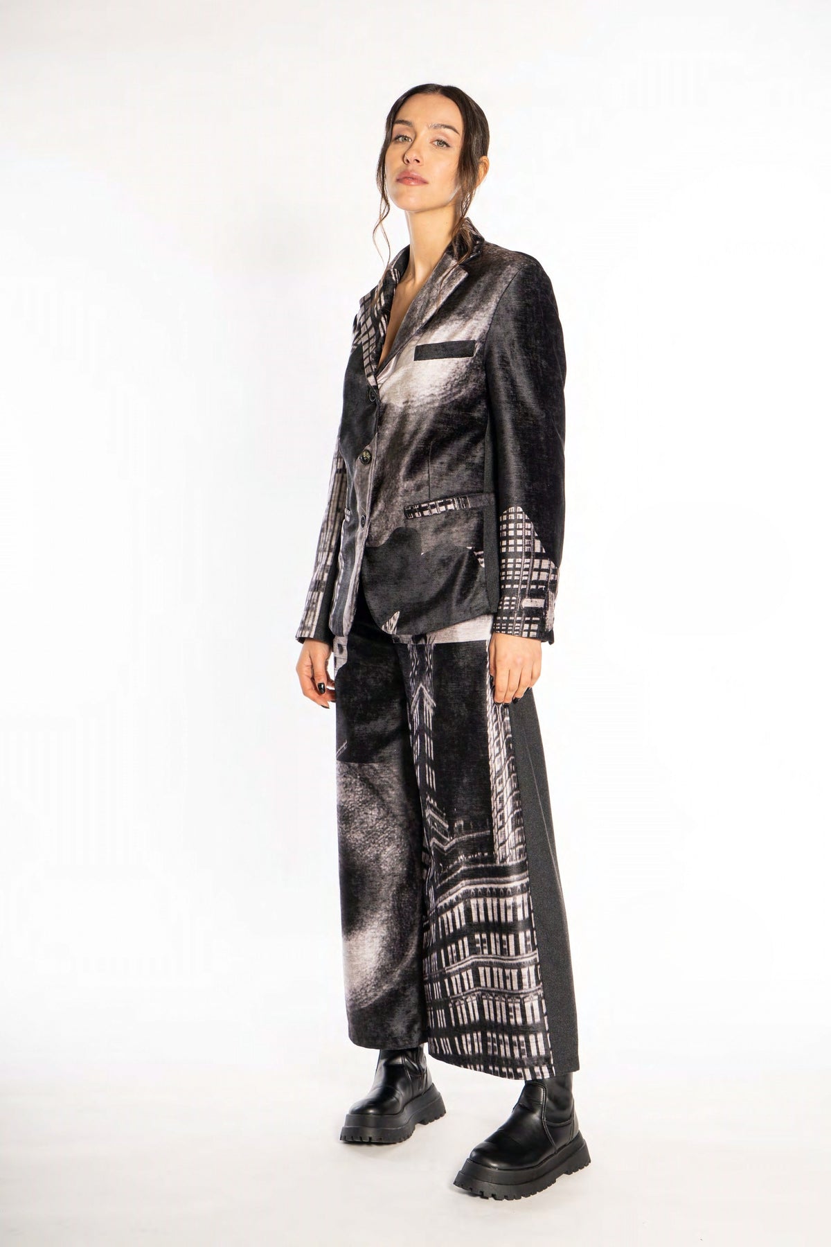 MANESERA Pantalone stampato Cenere