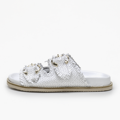 EMANUELLE VEE sabot intrec.Cindy Woven white