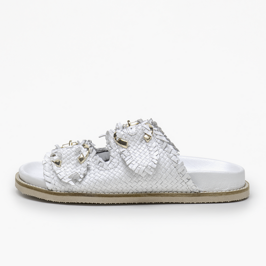 EMANUELLE VEE sabot intrec.Cindy Woven white
