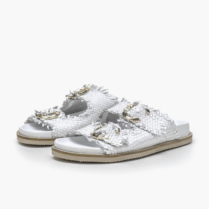 EMANUELLE VEE sabot intrec.Cindy Woven white