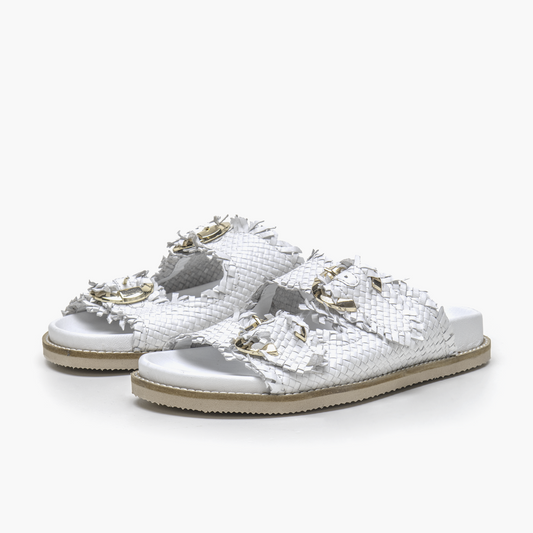 EMANUELLE VEE sabot intrec.Cindy Woven white