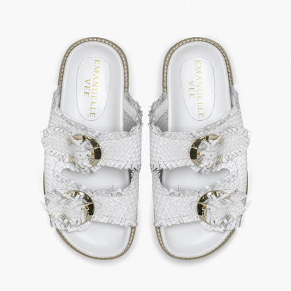 EMANUELLE VEE sabot intrec.Cindy Woven white