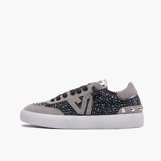 EMANUELLE VEE Sneaker Olivia strass raso Black