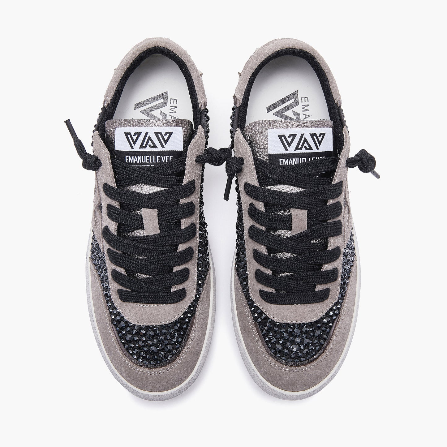 EMANUELLE VEE Sneaker Olivia strass raso Black