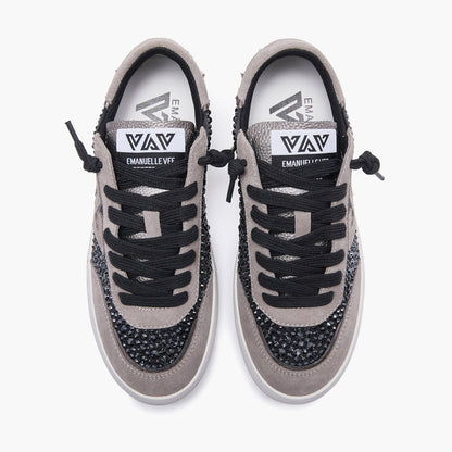 EMANUELLE VEE Sneaker Olivia strass raso Black