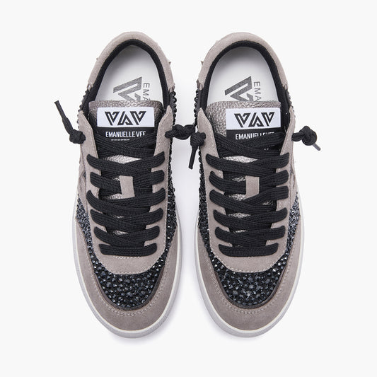 EMANUELLE VEE Sneaker Olivia strass raso Black