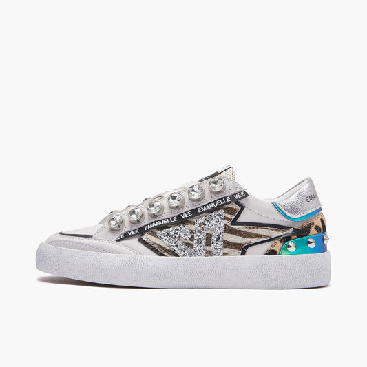EMANUELLE VEE Sneaker Olivia strass Combi multi tiger