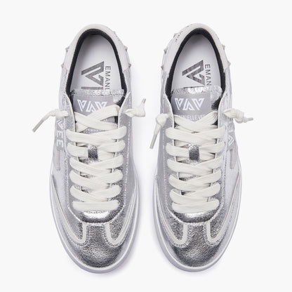 EMANUELLE VEE Sneaker Olivia laminato silver
