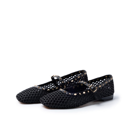 EMANUELLE VEE Ballerina Glenda raffia Black