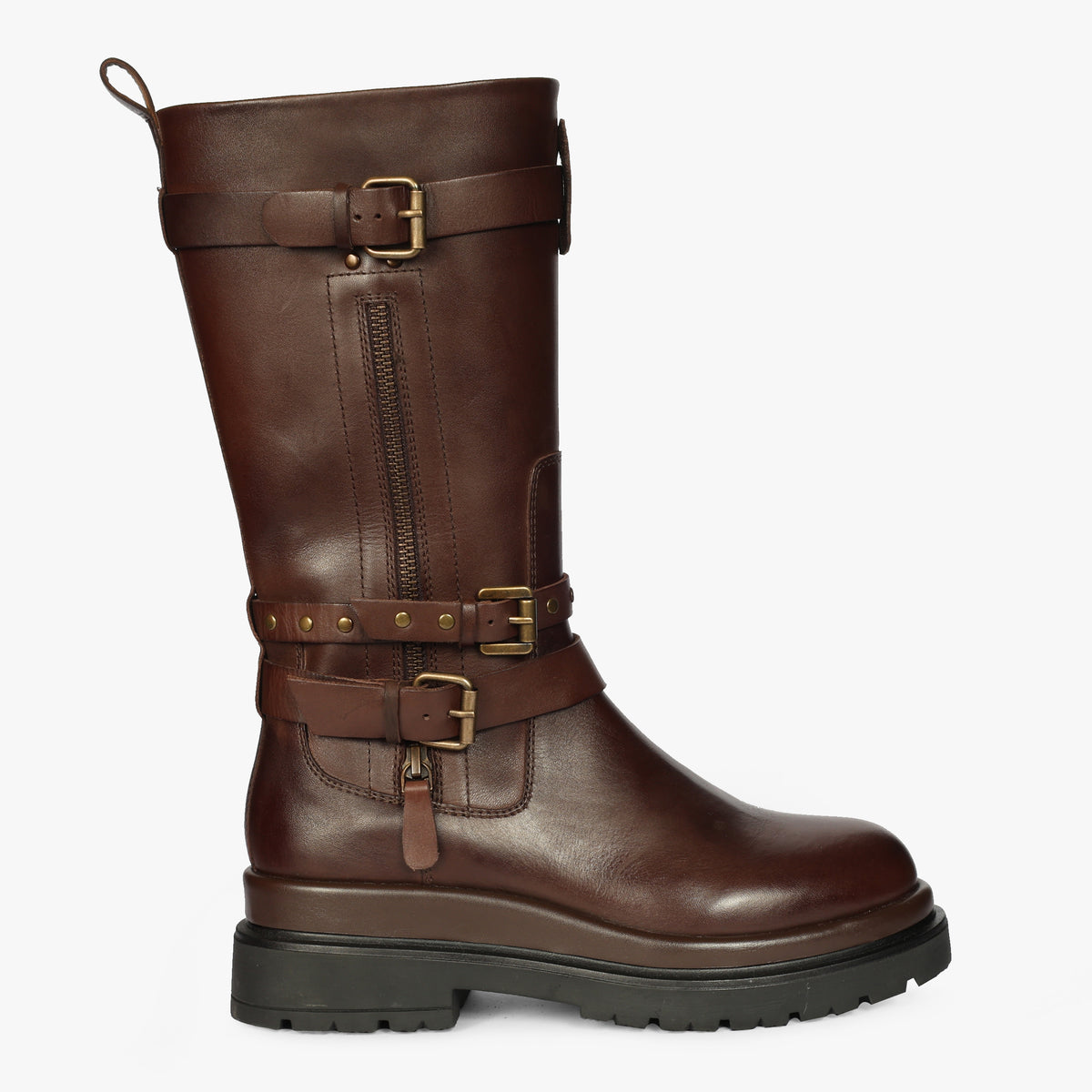EMANUELLE VEE Biker Thelma crust cow Dark Brown