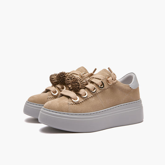 EMANUELLE VEE Sneakers Bice c/nappe crosta beige