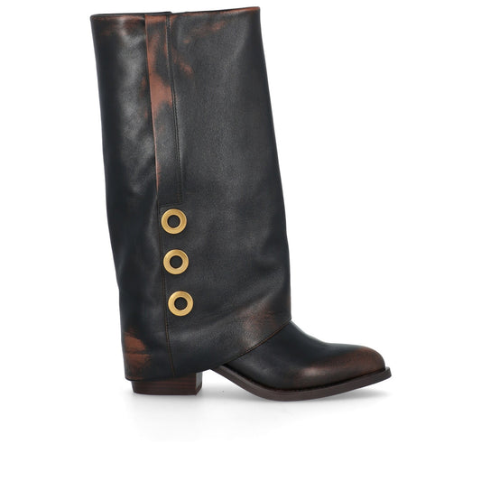 BRUNO PREMI Stivale Old Denim Cuoio/Black