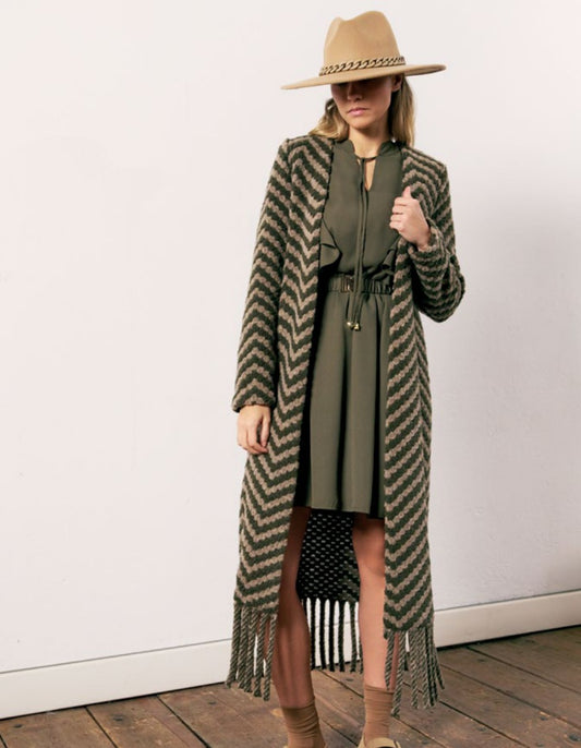 THE ABITO Cardigan frange Her/green