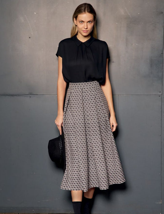 THE ABITO Gonna a pieghe midi small circles