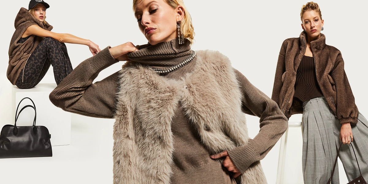 Eco pellicce e capispalla Betta Corradi indossati da modelle