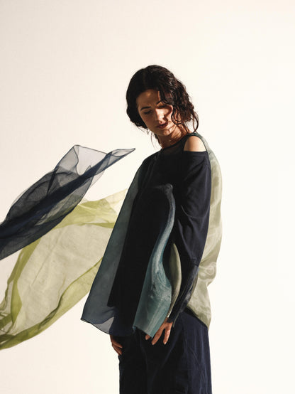 TADASHI Casacca organza blu/verde