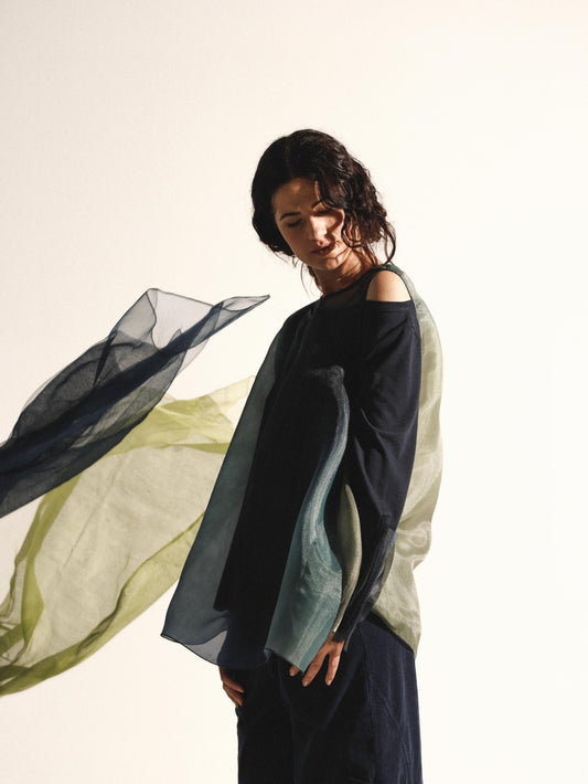 TADASHI Casacca organza Blu/Verde
