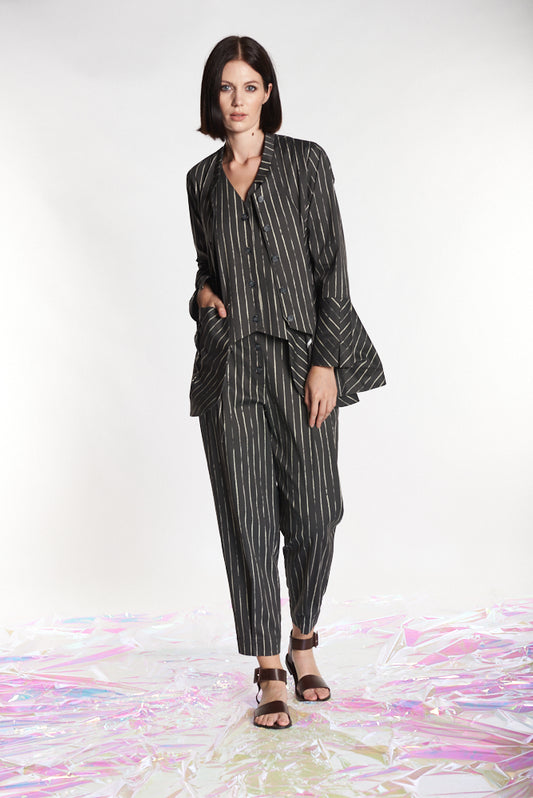 MANESERA Pantalone gessato cumino