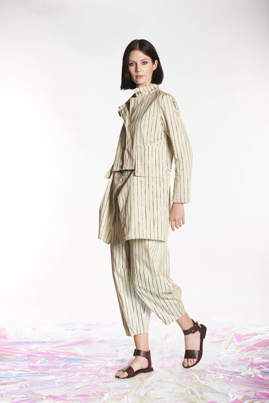 MANESERA Pantalone gessato avena