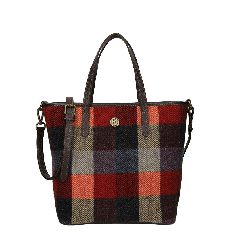BONFANTI Borsa a mano Patchwork tartan scozzese lana Rosso