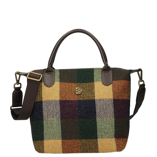 BONFANTI Borsa  a mano Patchwork scozzese/tartan lana Bosco