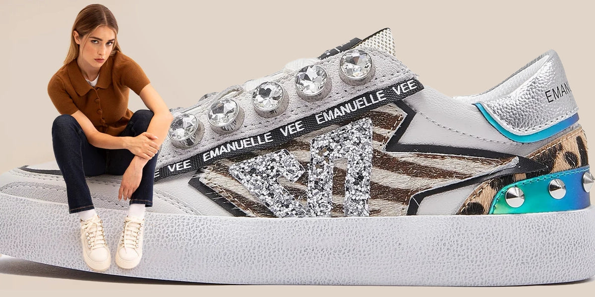 Sneakers patchwork con texture animalier