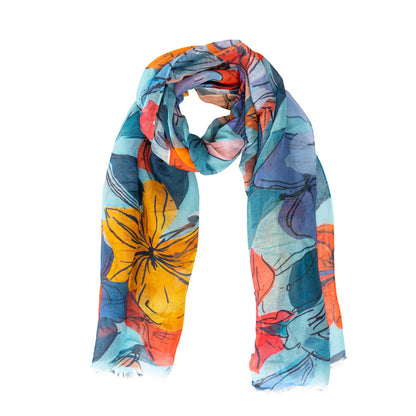 LaFavolacontinua Foulard Fiori pennello cielo cm.190x70
