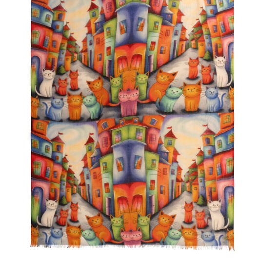 La Favola Sciarpa Gatti castello cm.70x190