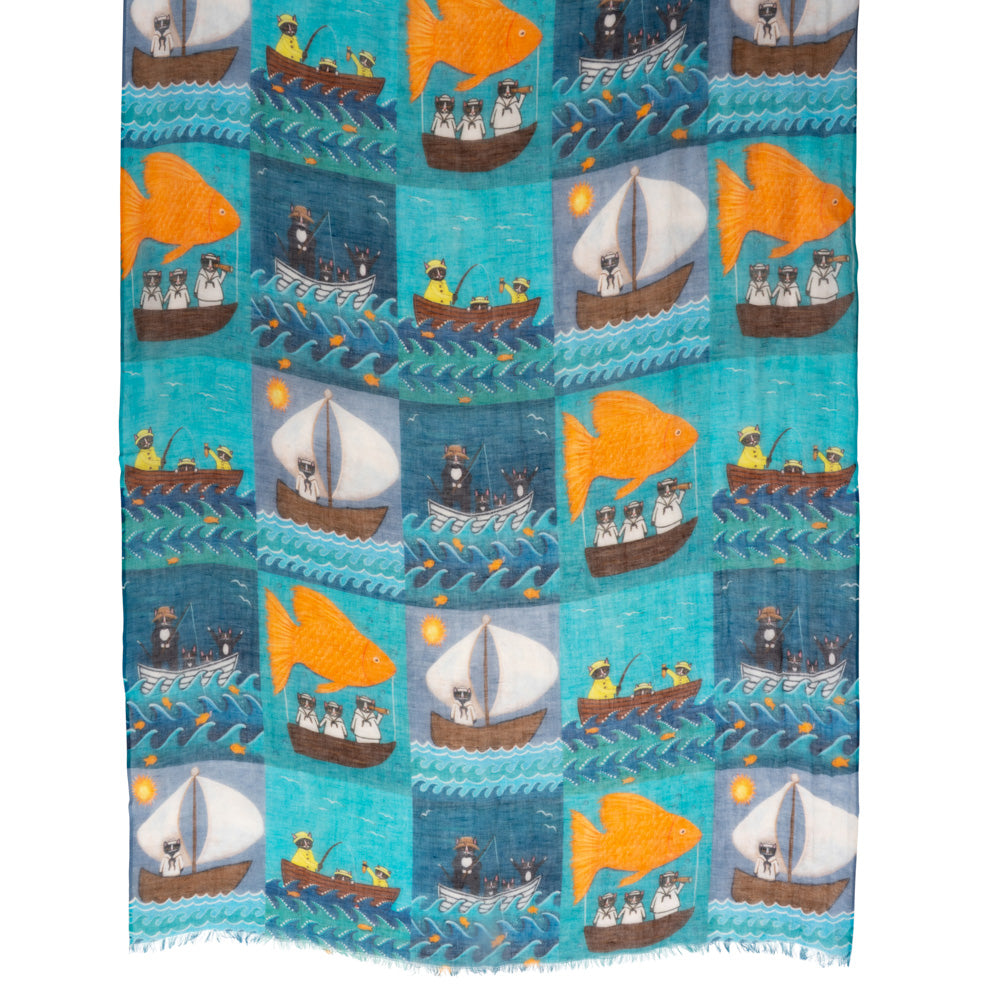 LaFavolacontinua Foulard Gatti marinai cm.190x70